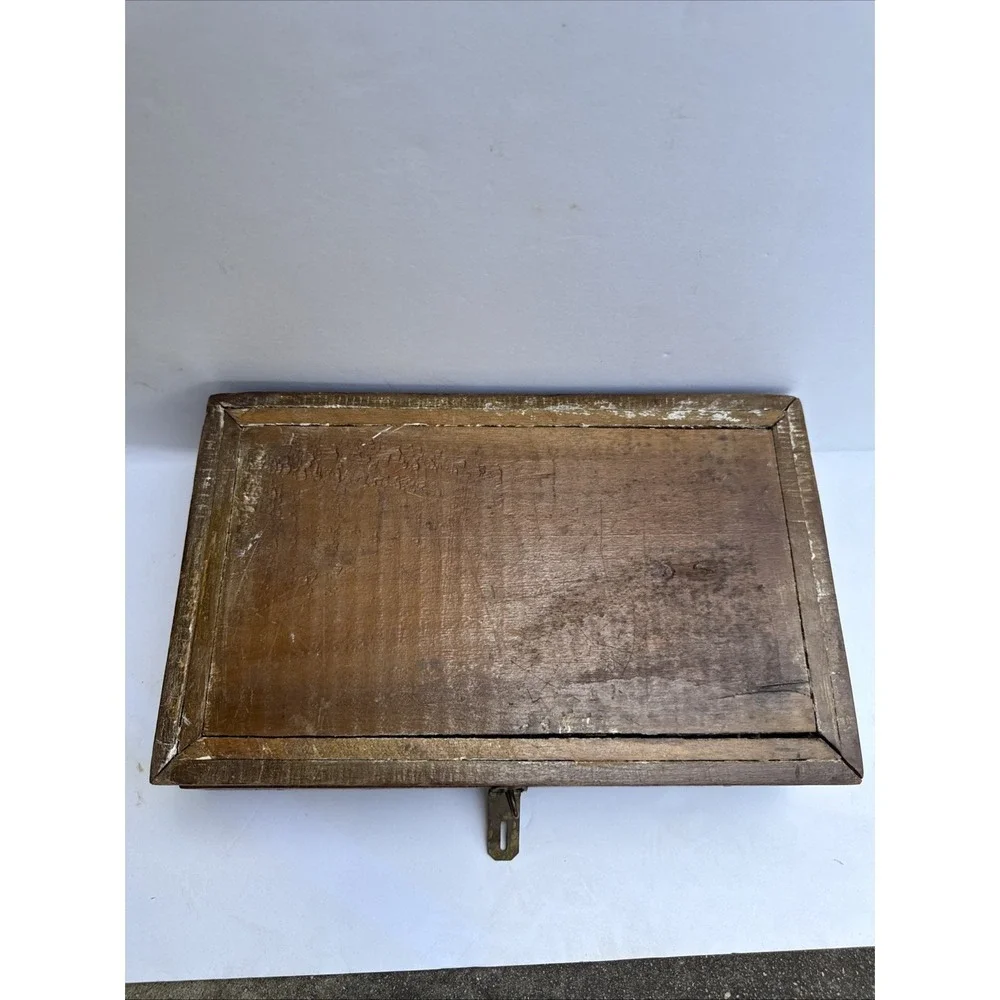 Handmade Wood Folding Sewing Box (Friendship, Love, Truth) Carving Brass
